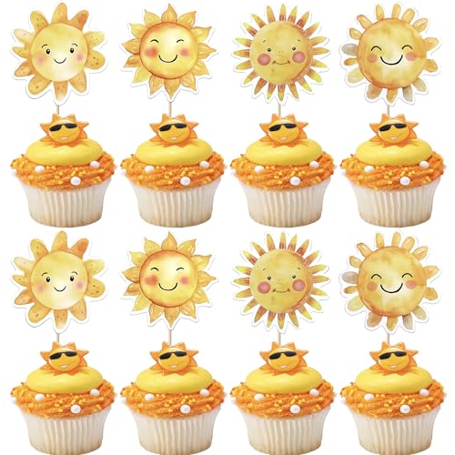 Xsstarmi 36 Pack Cupcake Toppers with Sun Smiley Sunshine Flower Cupcake Picks for Cartoon Sun Theme Baby Shower Birthday Party Cake Decoration Supplies Xsstarmi 36 Pack Cupcake Toppers with Sun Smiley Sunshine Flower Cupcake Picks for Cartoon Sun Theme Baby Shower Birthday Party Cake Decoration Supplies