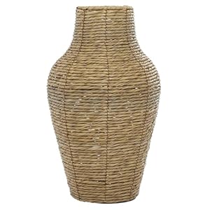 Deco 79 Faux Seagrass Handmade Decorative Vase Tall Woven Floor Centerpiece Vase, Vase for Home Decoration 10″ x 10″ x 18″, Brown