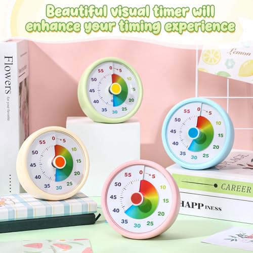 Amazingspark Visual Timer 60 Minute, Classic, Blue,Pink,Yellow,Green, 4 Pcs - Image 4