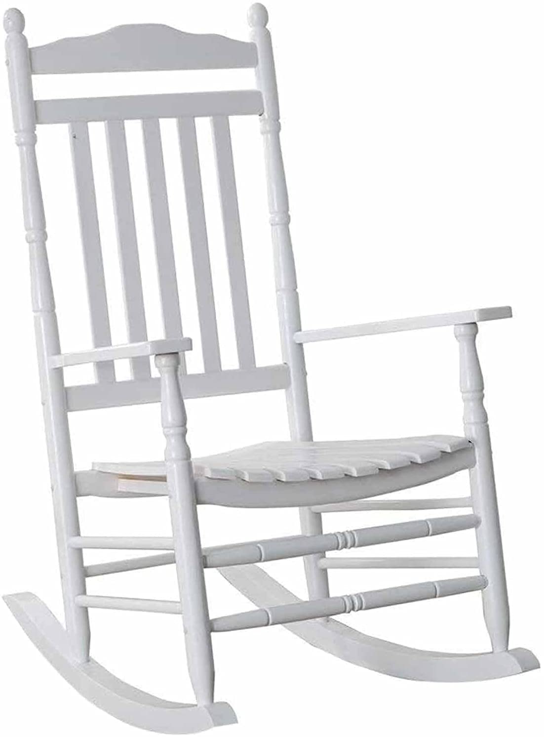 Chaise à bascule moderne blanche en bois MU avec haut dossier de jardin pour adulte