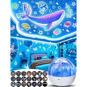 Kids Night Light Projector + 21 Sets of Films, Night Light Projector for Bedroom, Ceiling, Baby Star Night Light, Galaxy Projector with 360° Rotation for Baby Girls, Christmas, Nursery, Room Decor