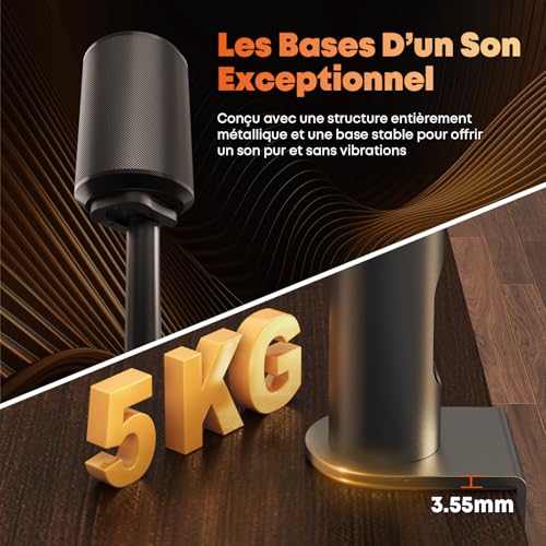 Support d'Enceinte de Bureau avec Gestion Câbles Cache Pied Réglable pour Sonos Era 100/300