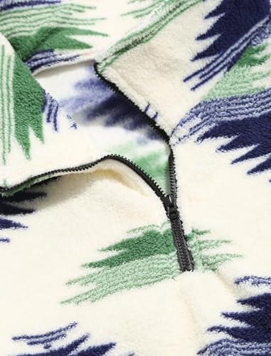 Image of ZAFUL Men 1 /4 Zipper Ethnic Aztec Fleece Unisex Winter Sweatshirt Tops 2026 | Funnel Neck Fluffy Polar Fleece Faux Sherpa Soft Thermal Pullover Kangaroo Pocket Jacket Hoodie Tops