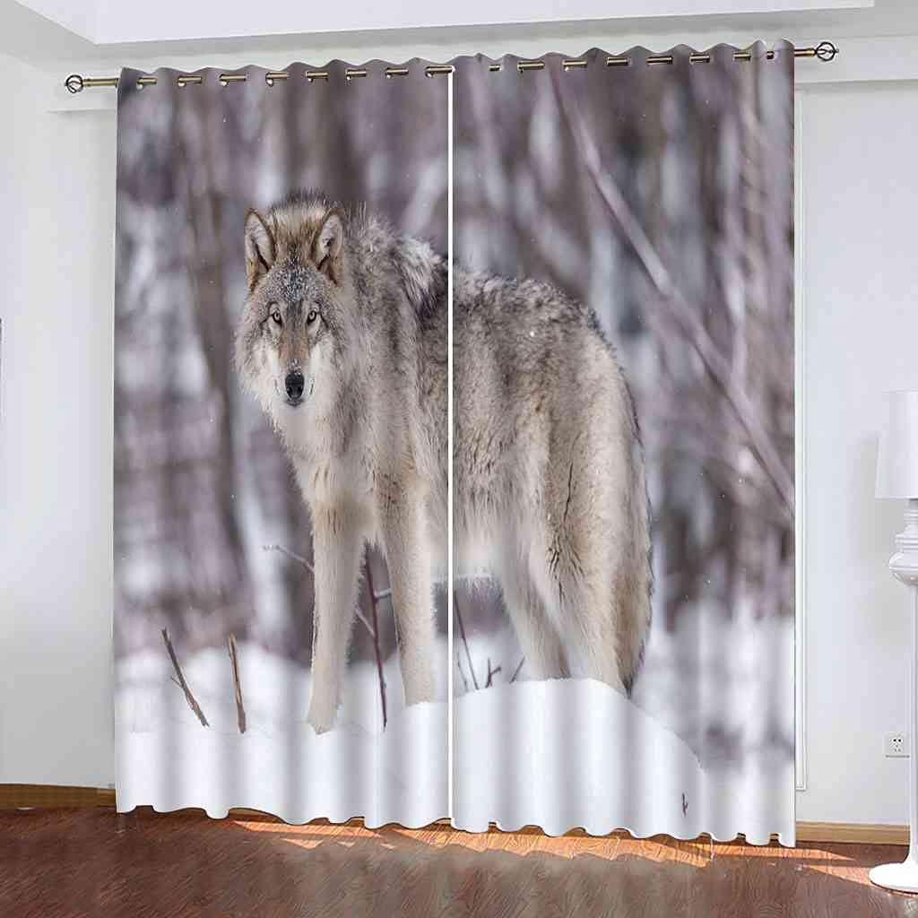 Rideaux occultants loup des neiges 140x160cm GXLOGAA lot de 2