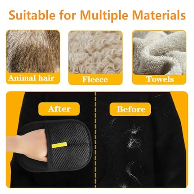 DreamCatching 2PCS Pet Hair Removal Gloves for Cats & Dogs, Reusable Electrostatic Pet Hair Remover Gloves for Couch, Carpet, Furniture, Car, Bedding, Easy Cleaning & Grooming Tool-tNsPnMFI