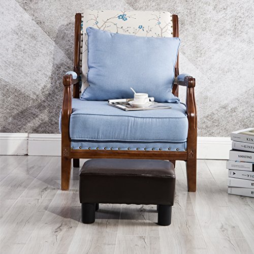 Windaze Ottoman Foot Stool, Pu Leather Foot Stools Small With 4 Non-Slip Wooden Legs, Foot Rest For Couch, Desk, Office, Living Room, Brown #TOP4