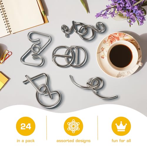 24-teiliges Metallpuzzle Set, Knobelspiele für Erwachsene, Geduldsspiel für Erwachsene, Geschicklichkeitsspiele, Geduldspiele für Kinder, IQ Puzzle 3D Brainteaser, Geschenkidee für alle Altersgruppen