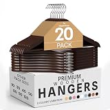 Utopia Home Premium Wooden Hangers 20 Pack - Durable & Slim Coat Hanger - Suit Hanger with 360-Degree Rotatable Hook - Wood Hangers with Shoulder Grooves (Brown Color)