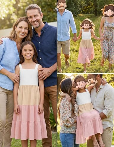 Arshiner Girl's Sundresses Summer Boho Strap Tiered Cami Maxi Dresses with Pockets - Image 5