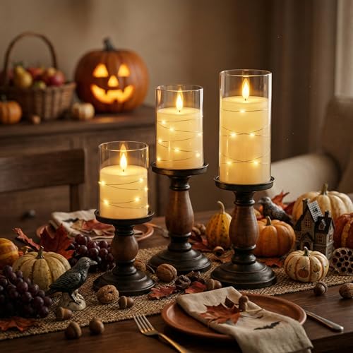 Image of Amagic LED Flameless Candles, Battery Operated Candles with Embedded Fairy Lights, Acrylic Fake Candles with Remote and Timer for Wedding Home Decor, Ivory White, Set of 6, D3 x H4 5 inch 6 inch