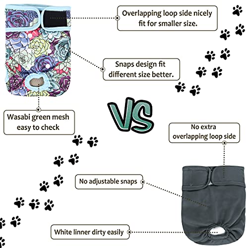 Image of Washable Female Dog Diapers - Premium Reusable Diapers for Doggie in Heat - Highly Absorbent Dog Diapers Female for Pet Incontinence with Adjustable Snaps (Succulents, XXL)