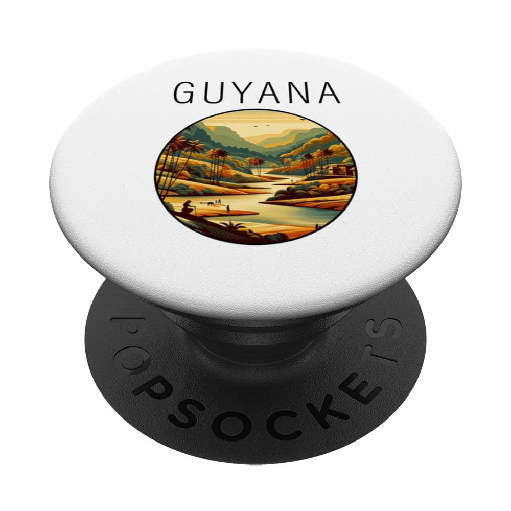 Guyana scenery Art Deco PopSockets Swappable PopGrip, Black