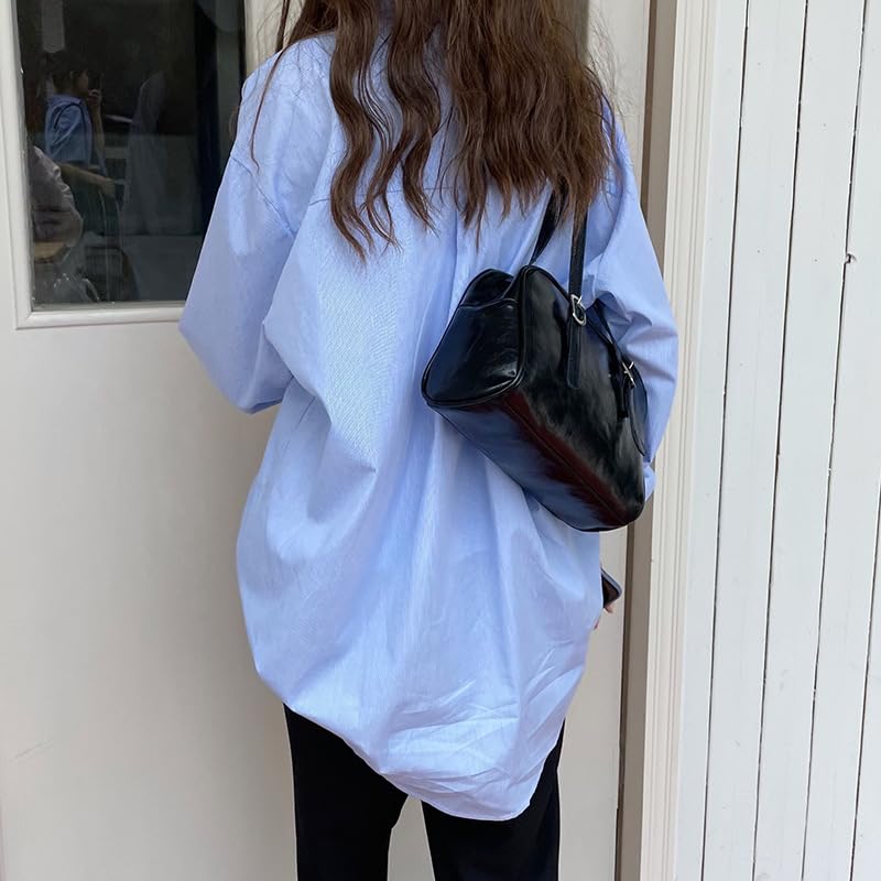 Womens Shoulder Bag Aesthetic Purse Y2k Bag Barrel Handbags for Women Vegan Leather Purse 2000s Fashion3