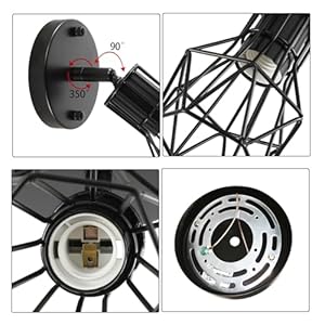 Industrial Wall Sconces Set of Two, Small Farmhouse Wire Cage Wall Lighting Sconce, Wall Lights for Living Room Bedroom Bathroom Hallway Industrial Wall Sconces Set of Two Small Farmhouse Wire Cage Wall Lighting Sconce Wall Lights for Living Room Bedroom Bathroom Hallway