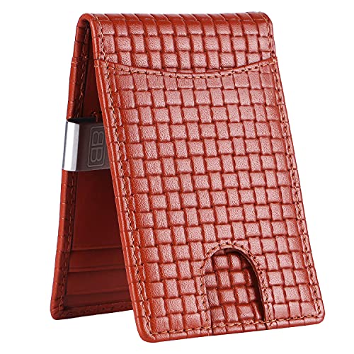 Image of Brooklyn Bridge Genuine Leather Money Clip Wallet for Men Matt VT Brown - Premium Slim RFID Protected Wallet with Cash Clip & Multiple Card Slots, Stylish Front Pocket Design, Gift for Men