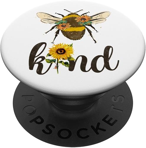 Miniatura 1 de Cool Bee Kind Shirt Flower Funny Bumble Bee Women Girls PopSockets Standard PopGrip