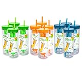 Fruit Infuser Water Bottle with Straw - 20 oz - BPA Free (Multi-Pack of 12)