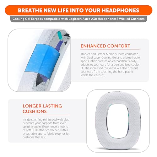 WC FreeZe A30, Cooling Gel Earpads Compatible with Logitech Astro A30 Headphones by Wicked Cushions, Elevate Comfort - Image 4