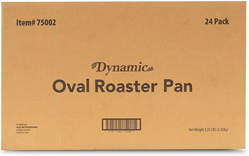 Miniatura 8 de Dynamic Sartén ovalada de aluminio resistente (paquete de 24)  Tamaño de bandeja 17.7 x 14.4 x 3.3 pulgadas  Para asar, compacta, apta para horno,