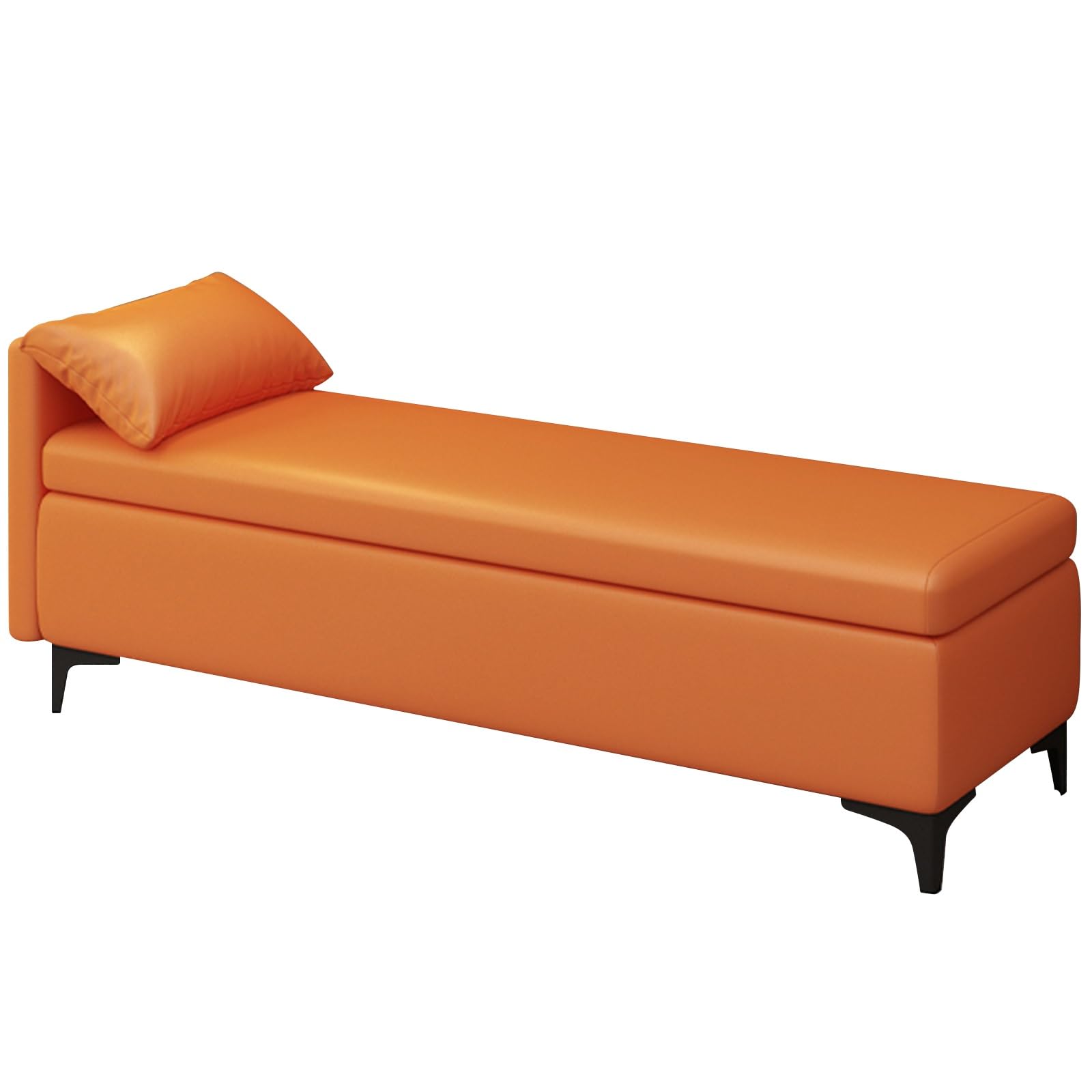 MSHGSKU Stylish PU Upholstered Storage Bench Metal Legs Foldable 150kg Capacity Ideal for Entryway Living Room Bedroom Shoe Storage 55.12in 140cm (ge)