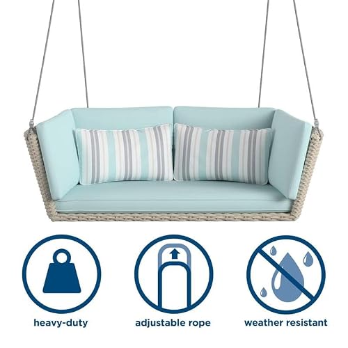 Novogratz Poolside Gossip Collection, Sally Loveseat Swing, Aqua Haze #TOP3