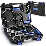 DISEN Oil Filter Wrench Set, 8PCS Oil Filter Swivel Wrench Set 2-3/4' to 5-1/4', 9' & 12' Adjustable Oil Filter Pliers,Universal 3-Jaw Removal Tool with 1/2' to 3/8' Adapter, Organized in Storage Case