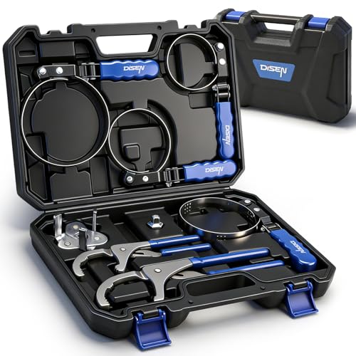 DISEN Oil Filter Wrench Set, 8PCS Oil Filter Swivel Wrench Set 2-3/4' to 5-1/4', 9' & 12' Adjustable Oil Filter Pliers,Universal 3-Jaw Removal Tool with 1/2' to 3/8' Adapter, Organized in Storage Case
