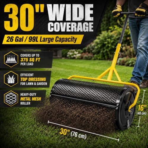 Image of 30 Inch Compost Spreader, Peat Moss & Lawn Top Dressing Spreader