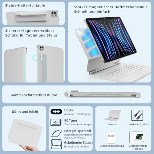RAYMCRAFT für iPad Air 11/Pro 11 Zoll (4./3./2./1. Gen.) Hülle mit Tastatur – Ansicht 3