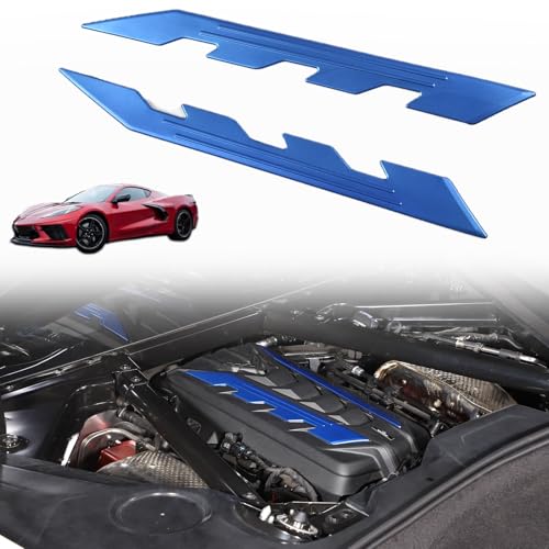 Image of Engine Bay Panel Cover Trim 2PCS Compatible with Corvette C8 Stingray 2020-2025 Engine Cover Left Right Protective High Temperature Resistance Cover Trim Accessories (Blue)