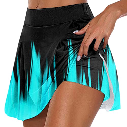 ZLBDYG Saia Laye feminina casual para treino diário estampada, tênis, ioga, esportes, saia curta, Pr