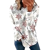 Generic Weihnachten Sweatshirt Damen Rundhals Langarmshirt 3D Drucken Pullover Sweater Winter Schneemann Pullis Bunt Printed Hoody Freizeitshirt Weihnachten Party Tops