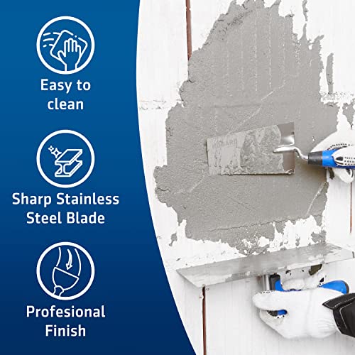 Hogard 5 1/2" Margin Trowel Premium | Made Of Stainless Steel | Flat Masonry Hand Trowel Tool With Soft Grip Handle | The Best Bucket Trowel Concrete Tool. #TOP6