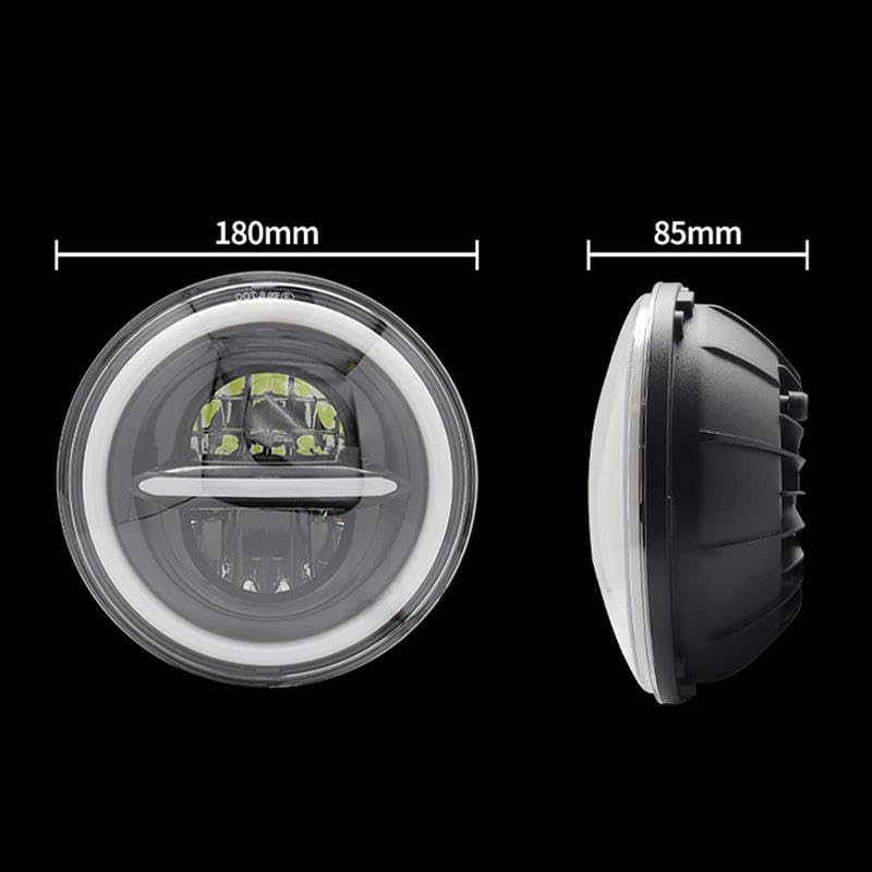 Image of ELTRON TURBO Imported DC Power Minus Full Ring DRL 7 Inchs Headlight Front LED Headlight Bulb White and Yellow, Angel Eye Lamp Compatible for All Bullet & Thar Model, Hi And Low Beam Amber (Pack Of 1)
