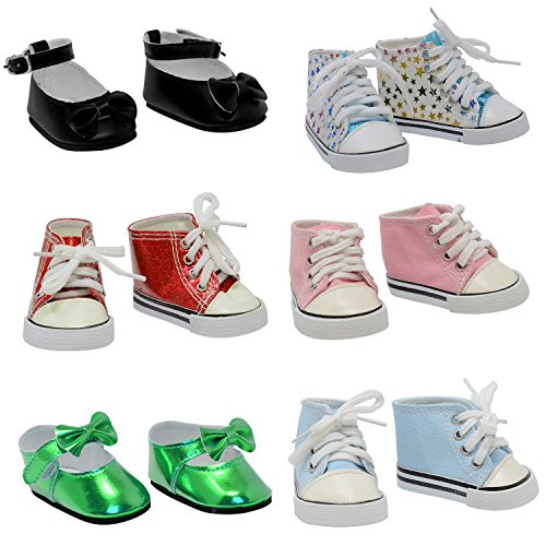 6 Pairs of Doll Shoes fits 18 Inch Dolls (Style 1) (Style 4)