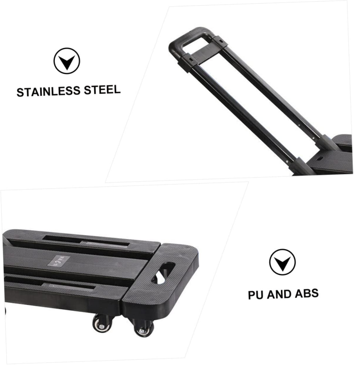 Ciieeo 1Pc Collapsible Push Pull Cart Heavy Duty Luggage Wagon for Office Outdoor Home Use Foldable Transport Cart with Silent Wheels Versatile Grocery Goods Carrier