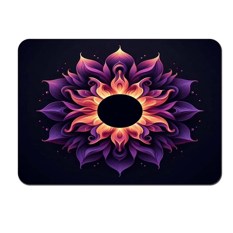Image of Shivor Gaming Mouse Mat | Lotus Mandala Flame Printed Design | Smooth Precision Control Surface | Non Slip Rubber Base Stability | Compatible with Laser Optical Mice | Artistic Desktop Accessory
