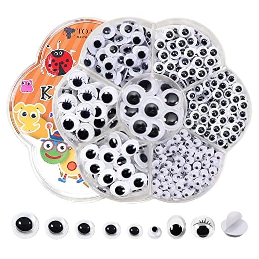 TOAOB 770 Stück Selbstklebende Wackelaugen Klein Kunststoff Augen zum Basteln Kulleraugen Selbstklebend 4mm bis 12mm Wiggle Googly Eyes Bastelaugen für Scrapbooking Kunsthandwerk Zubehör