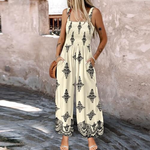 Womens Boho Pleated Wide Leg Long Leg Slim Jumpsuits Trousers for Women Festival Stretchy Summer Fall Pants 2025 Y2K2