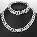 Huaming 13mm Mens Iced Out Chain Necklace Hip Hop Silver Tone CZ Miami Cuban Link Chain Choker Necklace 18inchs