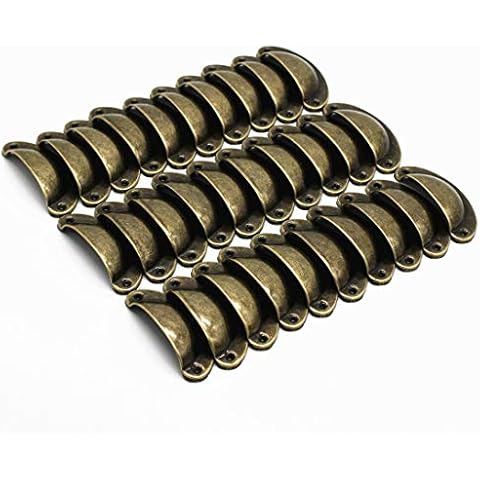 WEICHUAN 30PCS Antique Brass Iron Drawer Knobs Pulls Handles - Vintage Kitchen Cabinets Furniture Wardrobe Medicine Pull Handle(Length: 81mm Width: 32mm) Cover