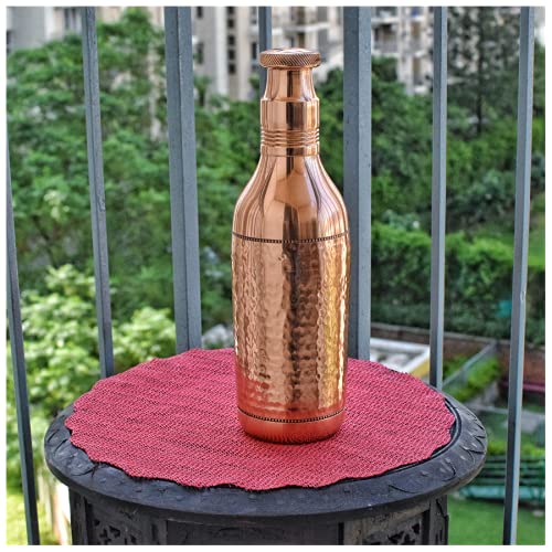 Bottiglia d'acqua in rame per viaggiatori senza giunti, a prova di perdite, in rame ayurveda, elegante bottiglia per sport, fitness, yoga, benefici naturali per la salute, 900 ml (design 07