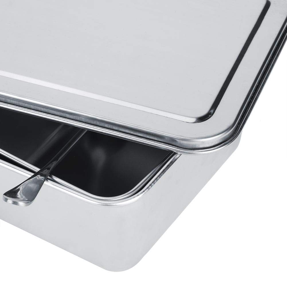 Scatola per Condimenti, Portacondimenti Set di 3 Condimento Box Spezia Jar, Sei Scatola di Condimento in Acciaio Inox Estraibili con Coperchio e 3 cucchiai per spezie, condimenti
