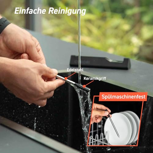 COSORI Erstes Smartes Fleischthermometer, Kabelloses Grillthermometer Bluetooth, perfekt für Heißluftfritteuse, Bratenthermometer für Küche und Grill, Spülmaschinenfest, Schwarz