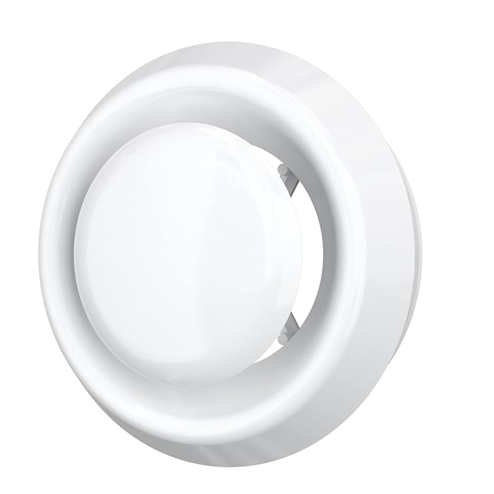 Buy HVAC OV 4" Round Vent Louver Grille Cover White Soffit Vent