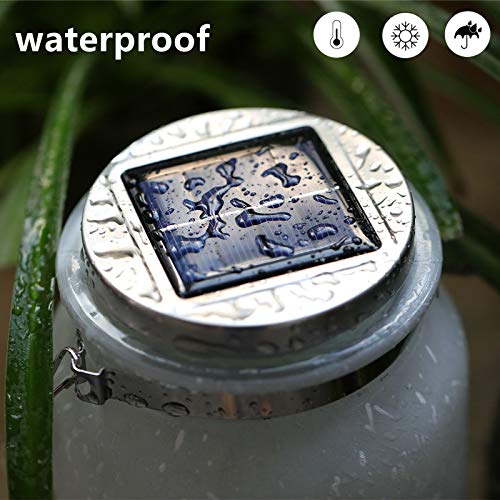 Solar Lantern Fairy Lights - 1 Pack Solar Frosted Glass Lantern Lights Solar Mason Jar Lights Waterproof Outdoor Lantern Decor For Tree Garden Patio Yard Table Holiday Party #TOP4
