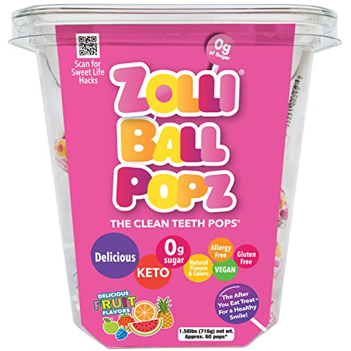 Zolli Ball Popz 60ct Tub Delicious Zero sugar Allergy free KETO Vegan Clean Teeth Candy