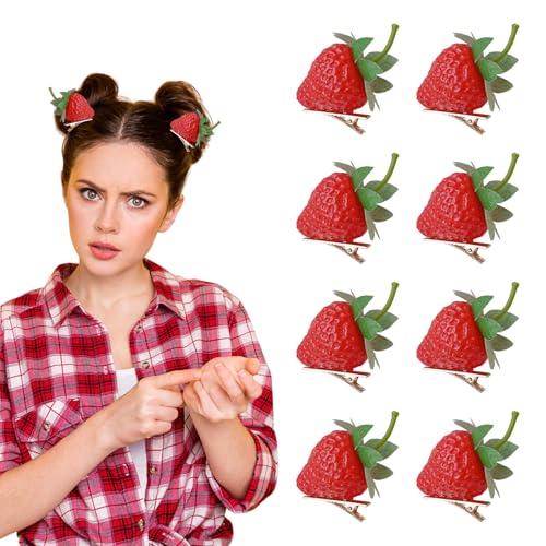 Pinzas para el pelo de fresa bonitas horquillas realistas para regalar a mujeres