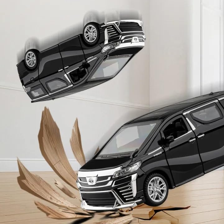 Image of Alokik Enterprise 1:32 Alphard 2021 Model Die-Cast Metal Pull Back Car with 6 Openable Doors with Sounds and Lights Toy Decoration Car Best Gift Toys for Kids【Black】
