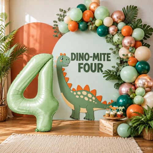 Image of KatchOn Sage Green 4 Balloon Number - 40 Inch | Number 4 Balloons